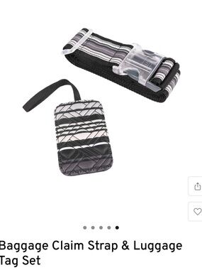 NWT- Baggage Claim and Luggage Tag Love Stripe Black